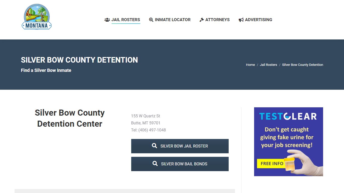 Silver Bow County Detention - MONTANA JAIL ROSTER